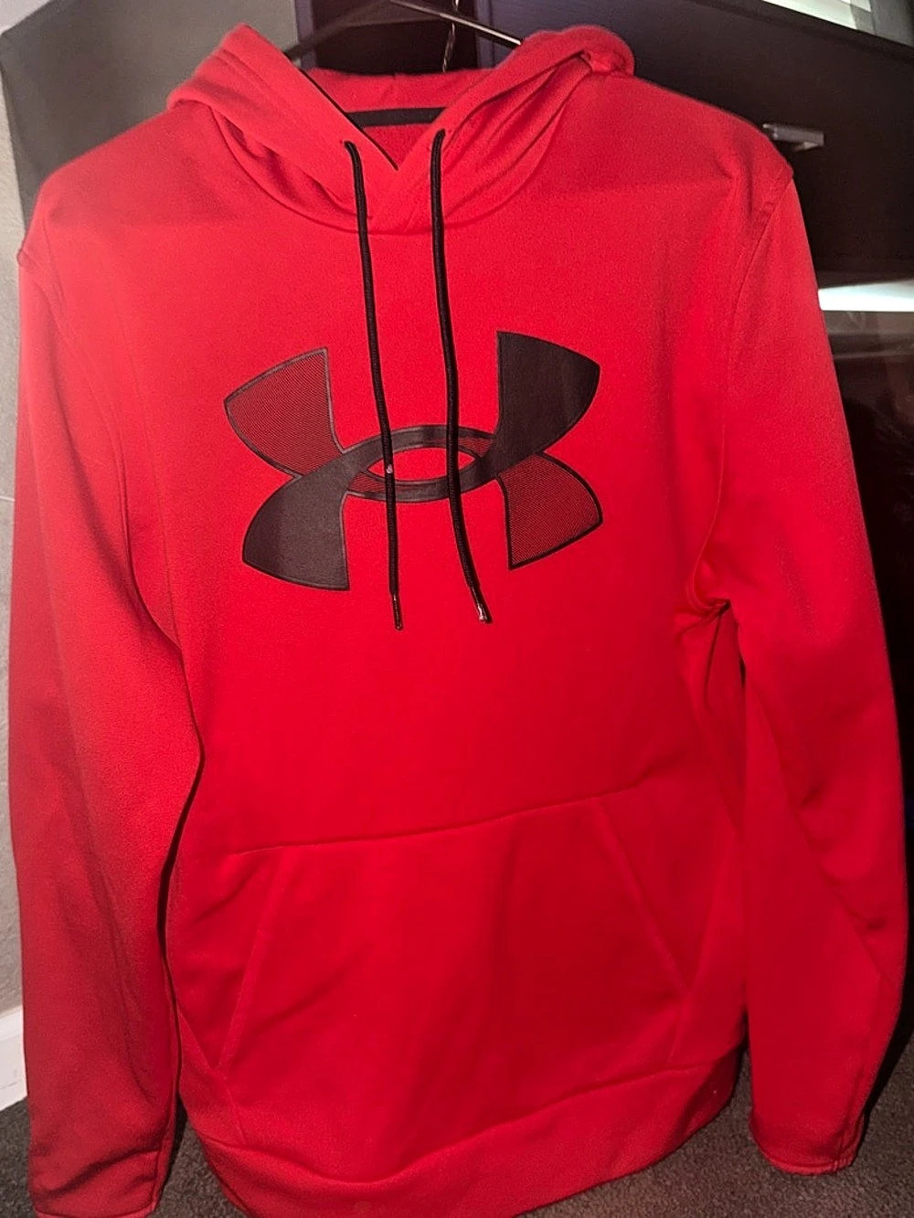 Under Armour Fleece Big Logo Hoodie Red & Black Medium